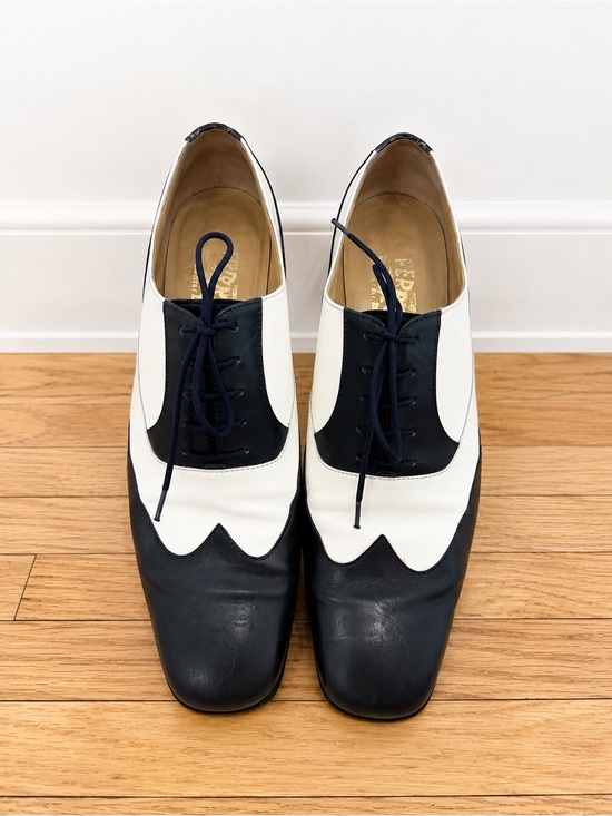 Salvatore Ferragamo Shoes - Salvatore Ferragamo Black White Spectator Oxford Shoes Sz 37 7 1/2 Made in Italy